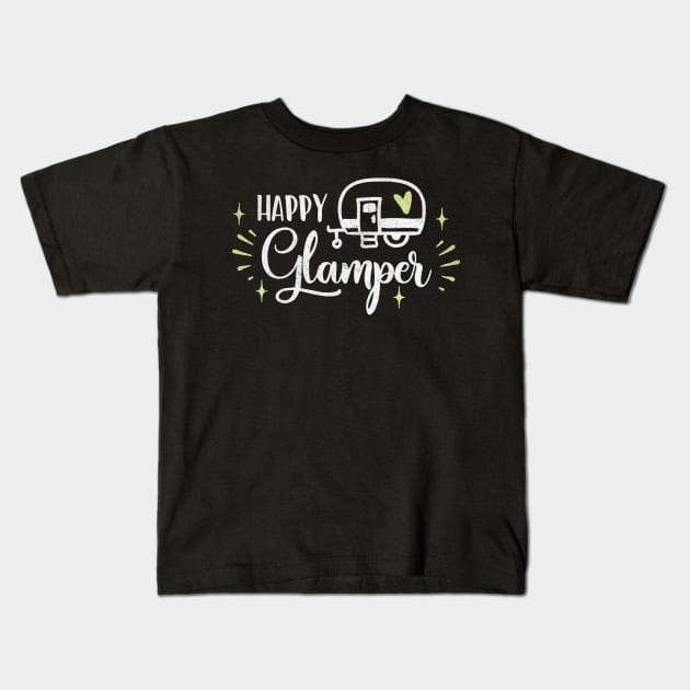 Happy Glamper Camper Kids T-Shirt by Teewyld